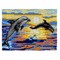 Sunset Dolphins Latch Hook Rug Kit for Adults Kids Beginners, 2 Dolphins Pattern Rug Making Craft Embroidery Tapestry Set Home Decoration 20.5X15inch